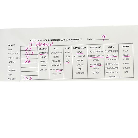 J Brand Super Skinny Skinny Pitch Low Rise Leggings Jeggings Jeans Black Stretch - Picture 11 of 11